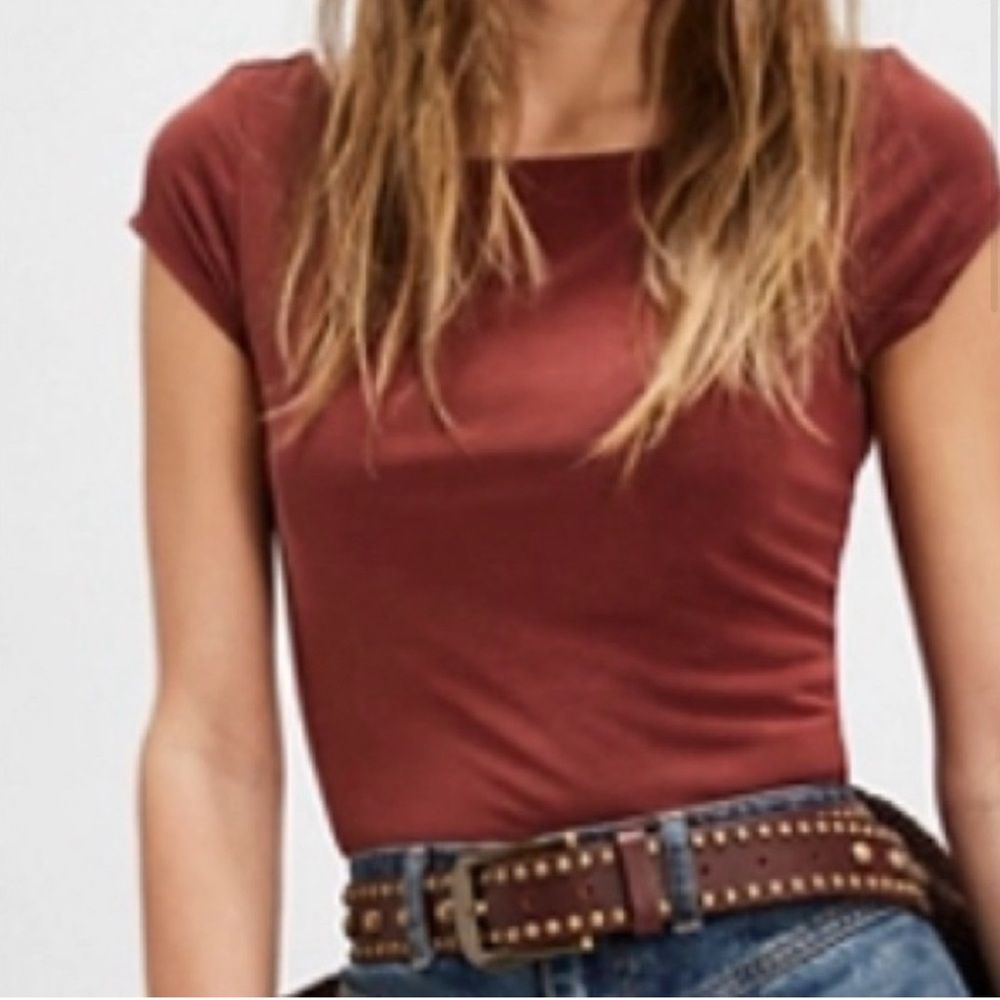 Free People Open Back with Tie Baby Tee - Picture 3 of 6